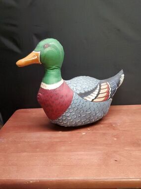 Vintage 1980's Mallard Duck Plush Craft Sewn Pillow Cabin Decor